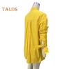 Women Long-Sleeved Shirt Commuter Solid Color Loose Fit Top Round Neck Mid-length Shirt for Work Parties Vacation