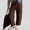 Women's Corduroy Pants Casual Women's Solid Color Corduroy Loose Straight Pants