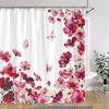 Watercolour Floral Print Shower Curtain Gorgeous Floral Rustic Flower Polyester Fabric Shower Curtains Bathroom Decor with Hooks