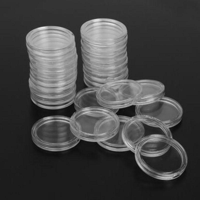 Coin Capsule Protection Supplies Containers Plastic Holders Clear Round