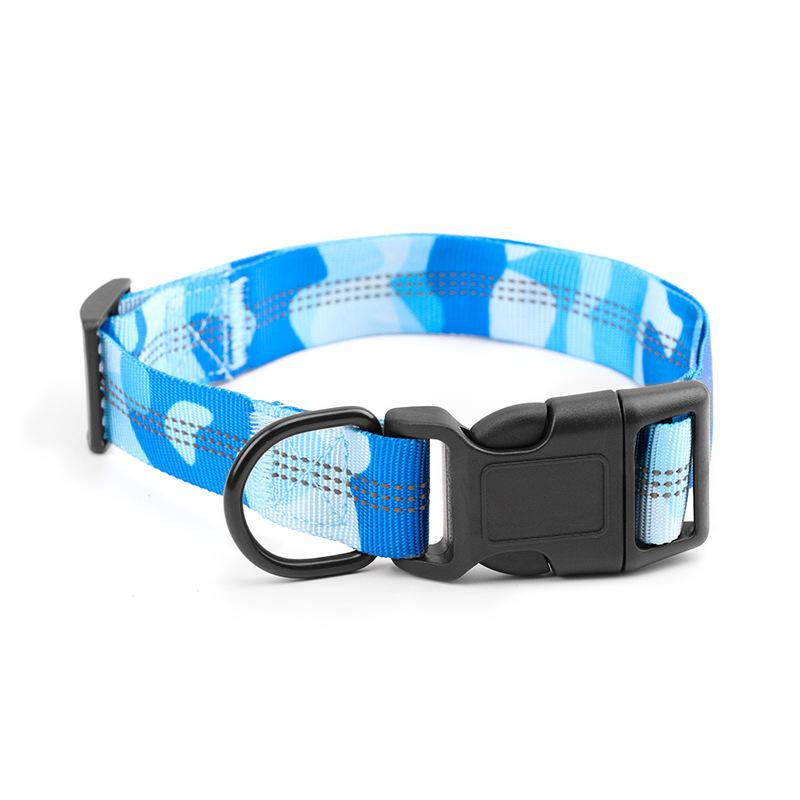 

New printed dog collar, dog goods accessories nylon braided strap buckle dog collar 40-65CM width 2.5CM синий