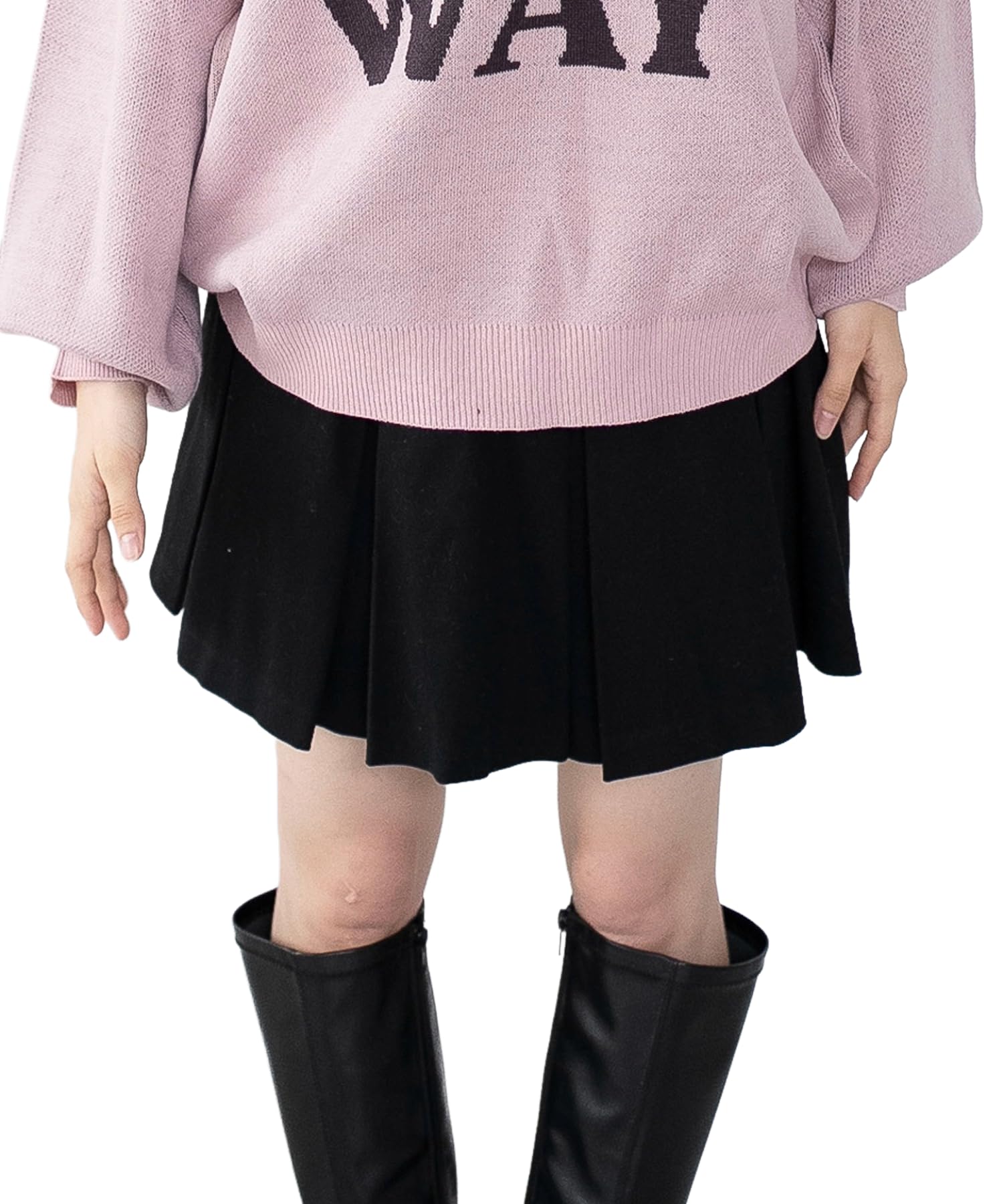 

WEGO Twill Pleated Mini Size Black Women s Skirt/Pants, Casual, Girly, F, чёрный