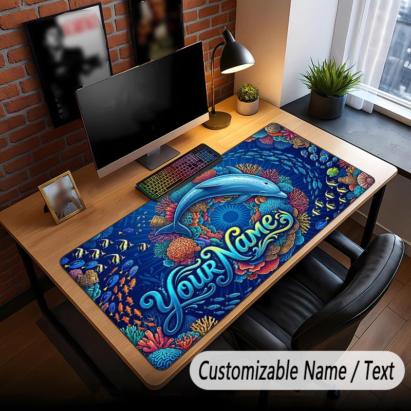 Fish Ocean Theme Custom Mouse Pad Personalized With Name Text Customized Desk Mat For Office Home Decor