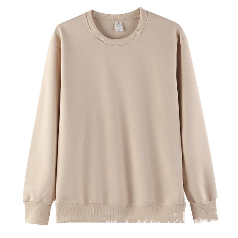 Худи с круглым вырезом мужское и женское осенне-зимнее однотонное свободного кроя большого размера футболка с длинным рукавом XS 1766₽