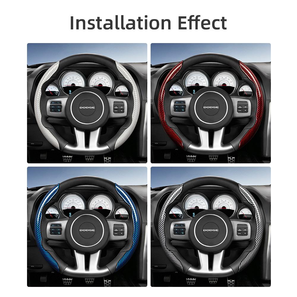 Suitable for Dodge Carbon Fiber Texture Steering Wheel Cover, Segmented Quick-Release Style, for Models Such as Charger, Durango, Hornet, Attitude