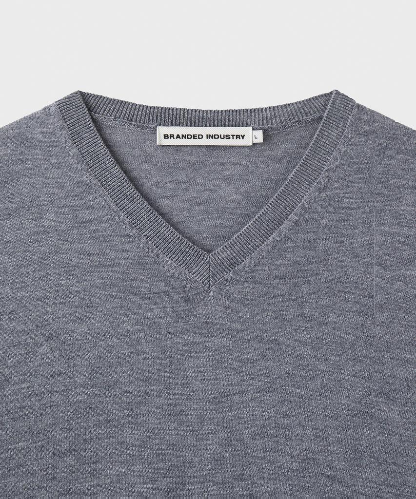 Beulaendideu [Superior] Essential Superfine V-Neck Knit [Melange Gray]