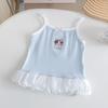 Girls Summer Princess Splice Lace Camisole Cartoon Embroidery Sleeveless Vest Top