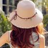 Wide Brim Beaded Decor Straw Hat Women Summer UV Protection Bucket Hats Outdoor Beach Holiday Sun Caps Boho Style Sun Hat