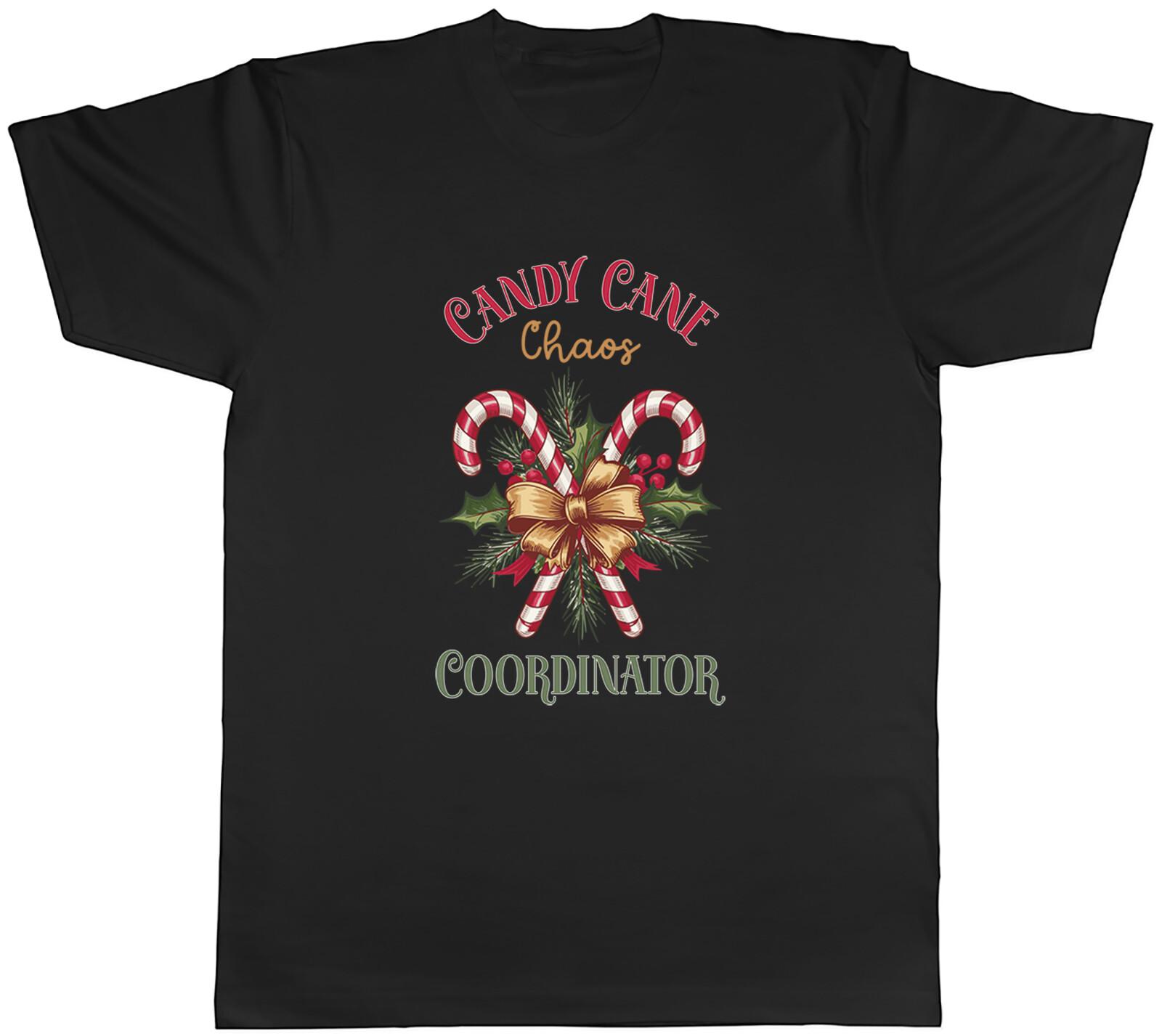 Funny Christmas Mens T-Shirt Candy Cane Chaos Coordinator Tee Gift M