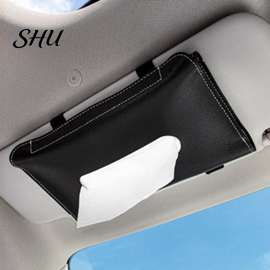 Visor Tissue Dispenser Car Box High Capacity Durable Fine Texture Space-saving Wear-resistant Store Holder Paper Towels Faux Leather Practical for