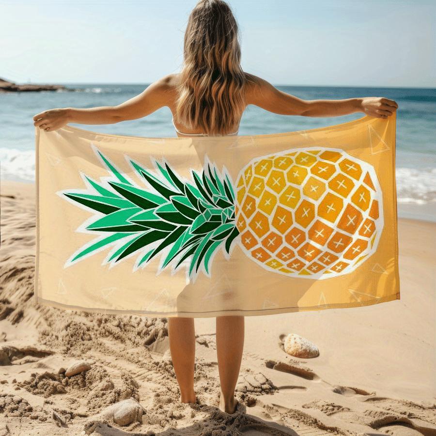 

Summer Pineapple Beach Towel, Soft Absorbent Quick Dry Microfiber Lightweight for Swimming Camping Bathing Travel W30*H60(CM)