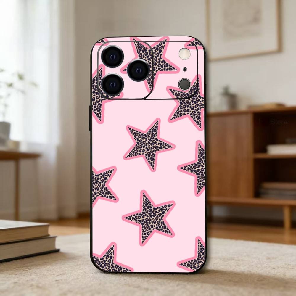 B-Black L-Leopard P-Print S-Star Phone Case For iPhone 17, 16,15,14,13,12,11 Plus,Pro Max, Others Soft Black Cover