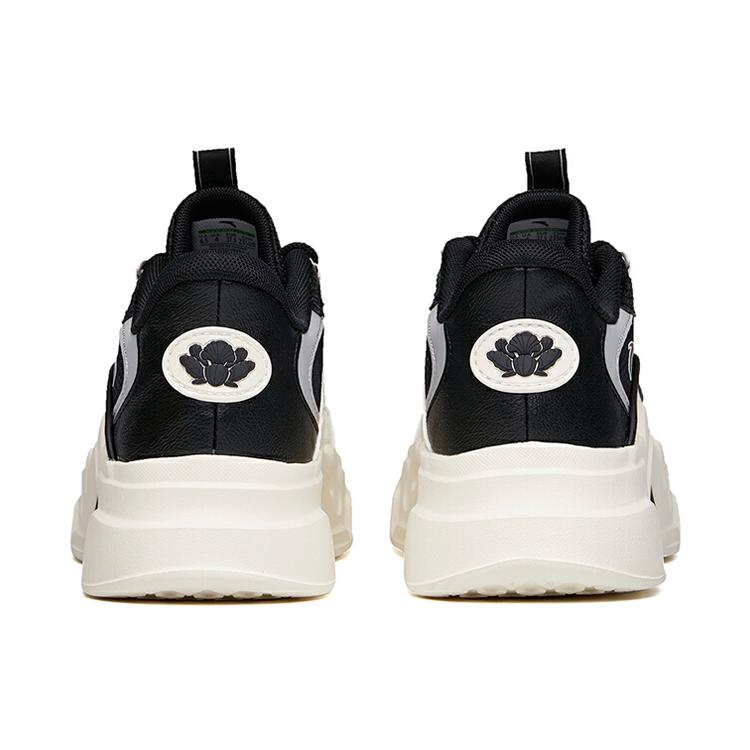 New ANTA Chunky Sneakers Women's Low Top Black/ivory White/floating Cloud Gray 122138887-4