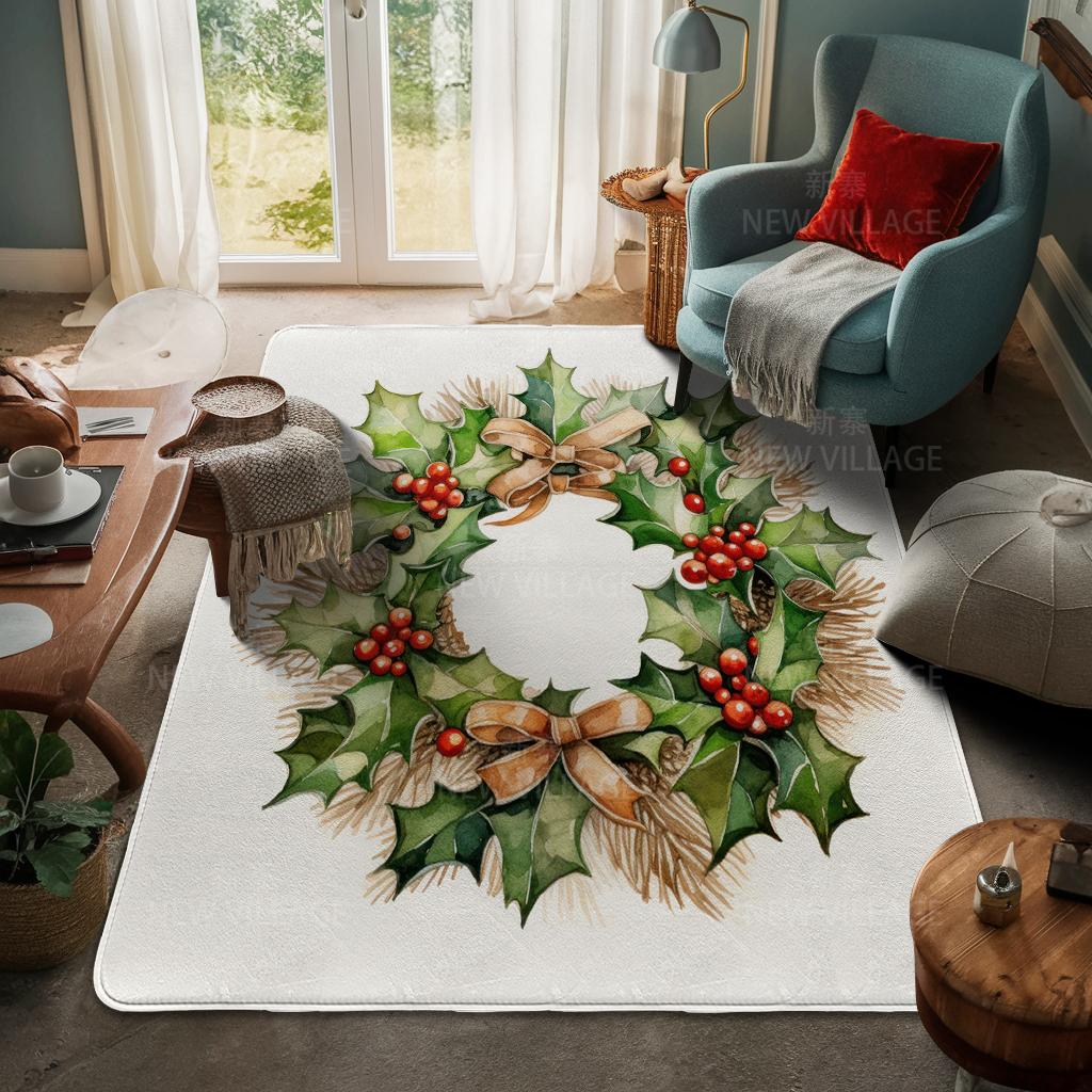 House Entrance Carpet Home Door Mat Living Room Bath Foot Bathroom Non-slip Water Absorption Rugs Bath Merry Christmas Winter