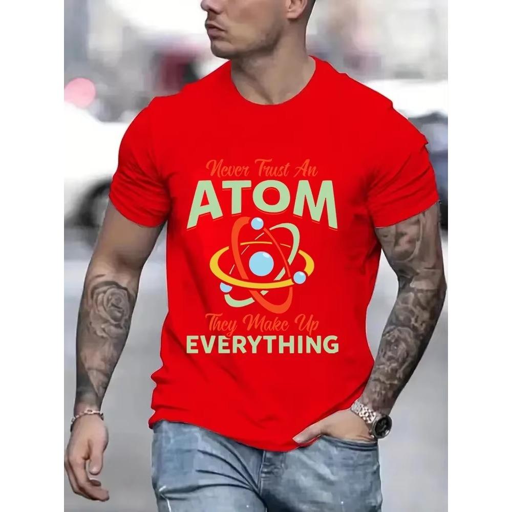 Never Trust An Atom Science Funny T-Shirt Chemistry or Physics Male Vintage Graphic Tshirt Men Novelty Streetwear Tshirt Men Top