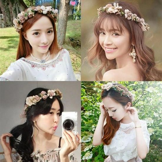 Korean Bridal Floral Wreath Headband for Beach and Photography Sessions