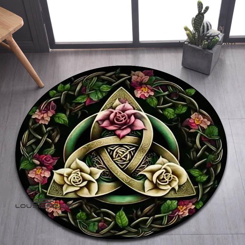 Tree of Life Retro Printed Round Carpet Living Room Bedroom Beautiful Carpet Non -slip Door Pad Floor Mats Birthday Gift