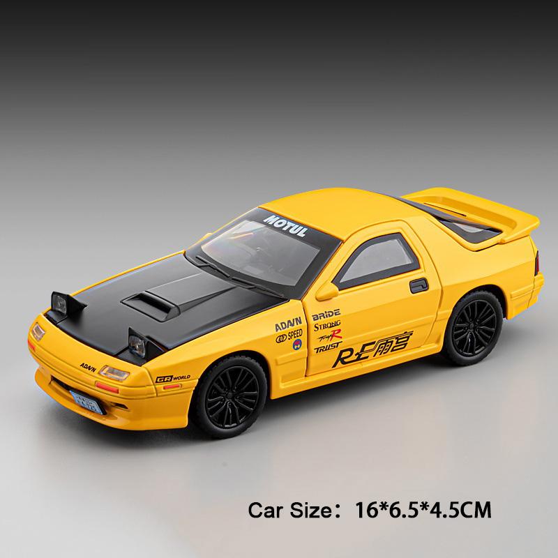 1:32 RX-7 MX-5 Toy Car Model Alloy Body Sound Light Pull Back Shock Absorption Simulation Models Decorations Gifts for Child
