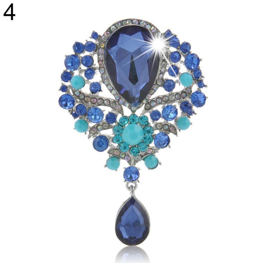 Lady Fashion Rhinestone Drop hängsmycke Brosch Pin Bröllop Smycken presentdekor