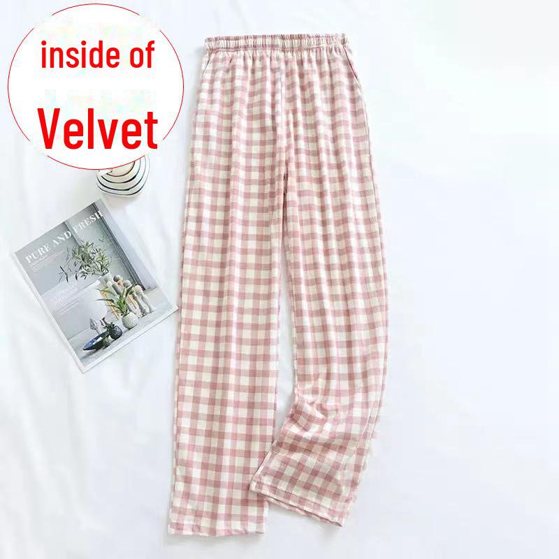 Women's Warm Fleece Straight-Leg Pajamas: Autumn/Winter Casual Pants for Walking & Outdoor Wear