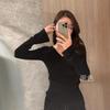 Red Sweater Women Autumn Winter Premium Slim Fit Long Sleeve Knit Tight Crop Base Layer Top