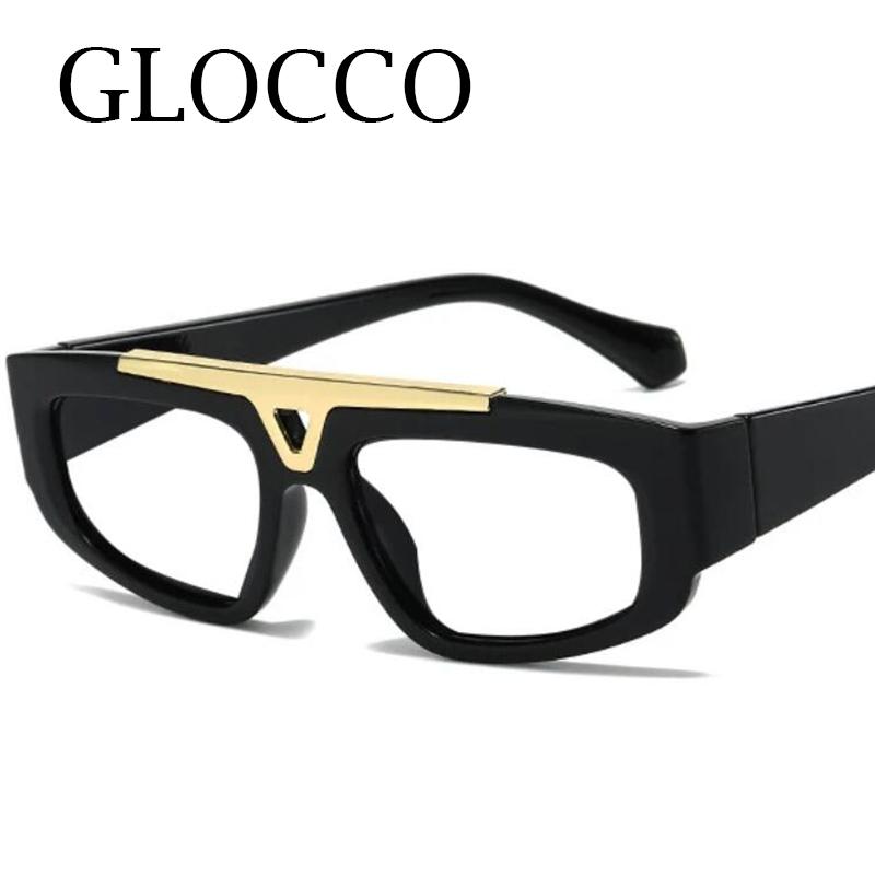 Square Blue Light Blocking Reading Glasses for Men Fashion Yellow Small Frame Double Bridge Hollow Out Prescription Eyewear