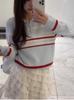 Women's Autumn/Winter 2025 Striped Polo Neck Zipper Knitwear