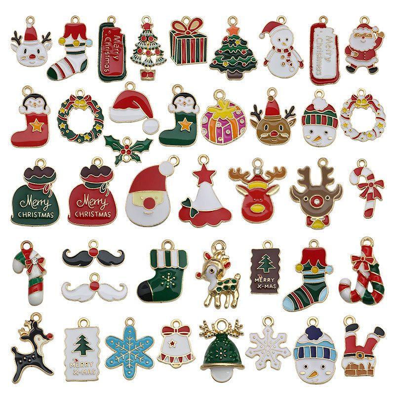 2096pc Merry Christmas Alloy Diy Ornament Santa Snowman Elk Bell Decor Pendant