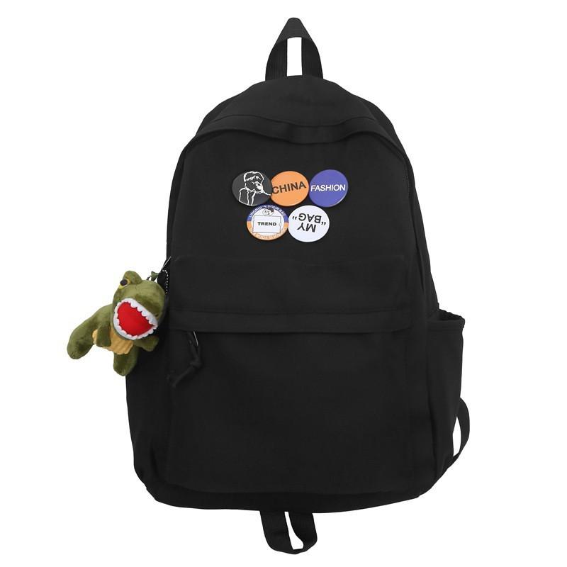 2024 New Korean Harajuku Ulzzang Middle School Students Schoolbag Simple Large-capacity Japanese Pure Color Campus Backpack