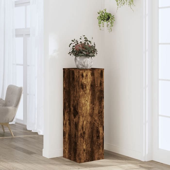VidaXL Support pour plantes chêne fumé 33x33x100 cm bois d'ingénierie, support de fleurs, support de pot de plante, support 852955