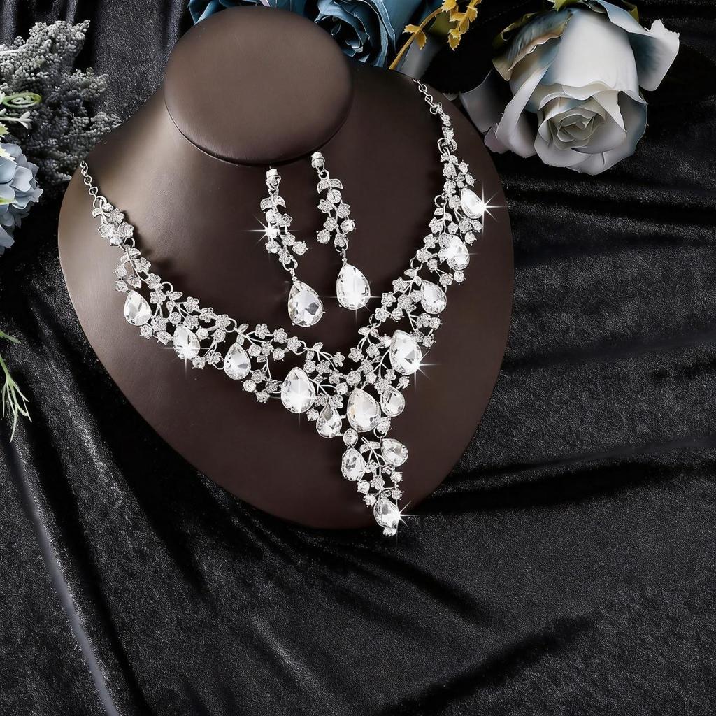 Exquisite High-End European & American Bridal Necklace Earring Set - Elegant Wedding Accessories