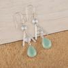 Aqua Chalcedony Silver Gemstone Jewelry, 925 Sterling Silver Earrings, Handmade Everyday Jewelry For Women