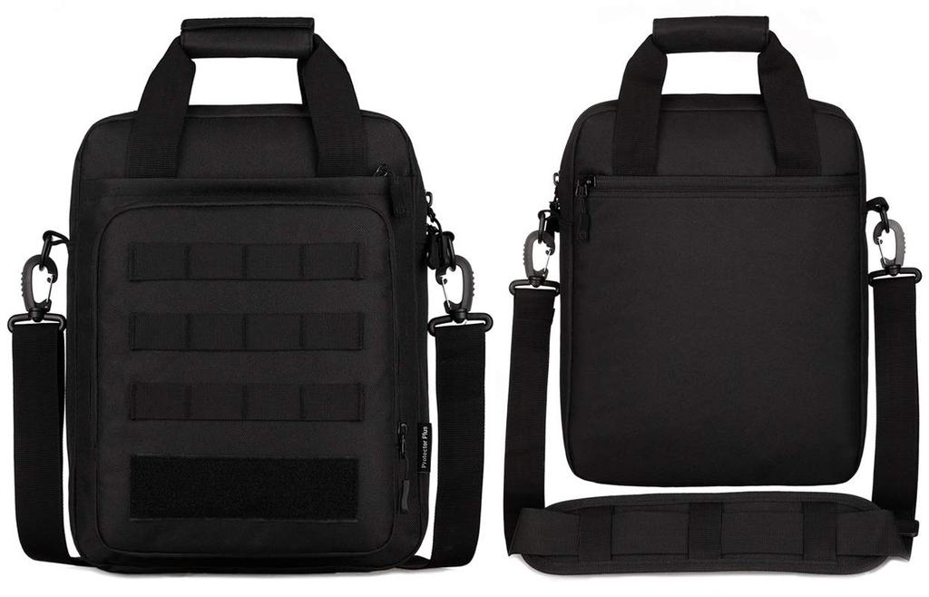 PHOENIX IKKI Vertical A4 Size Molle Compatible Camouflage Military Tactical Black 2-Way Handbag/Shoulder Bag/Business Bag,