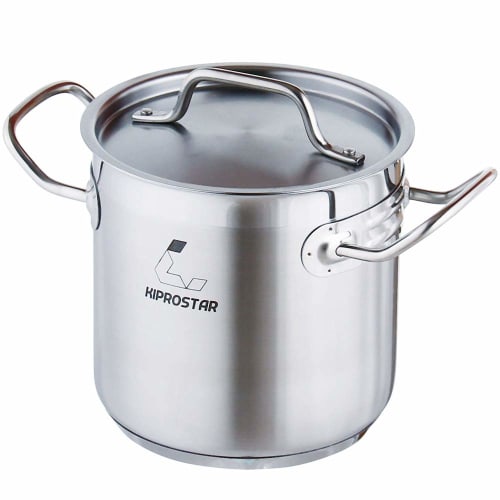 KIPROSTAR 18cm Induction-Compatible Stainless Steel Stockpot (with Lid), 4.7L Capacity (Full Capacity), Triple-Layered Bottom, Deep, Dishwasher Safe,