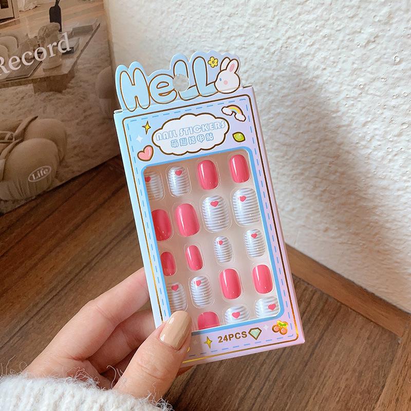 Cute Press-On Nail Stickers for Medium and Large Children - Self-Adhesive and Removable