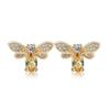 Bee Necklace Set for Women Elegant Citrine Earrings Minimalist Diamond Ring Collarbone Jewelry Gift
