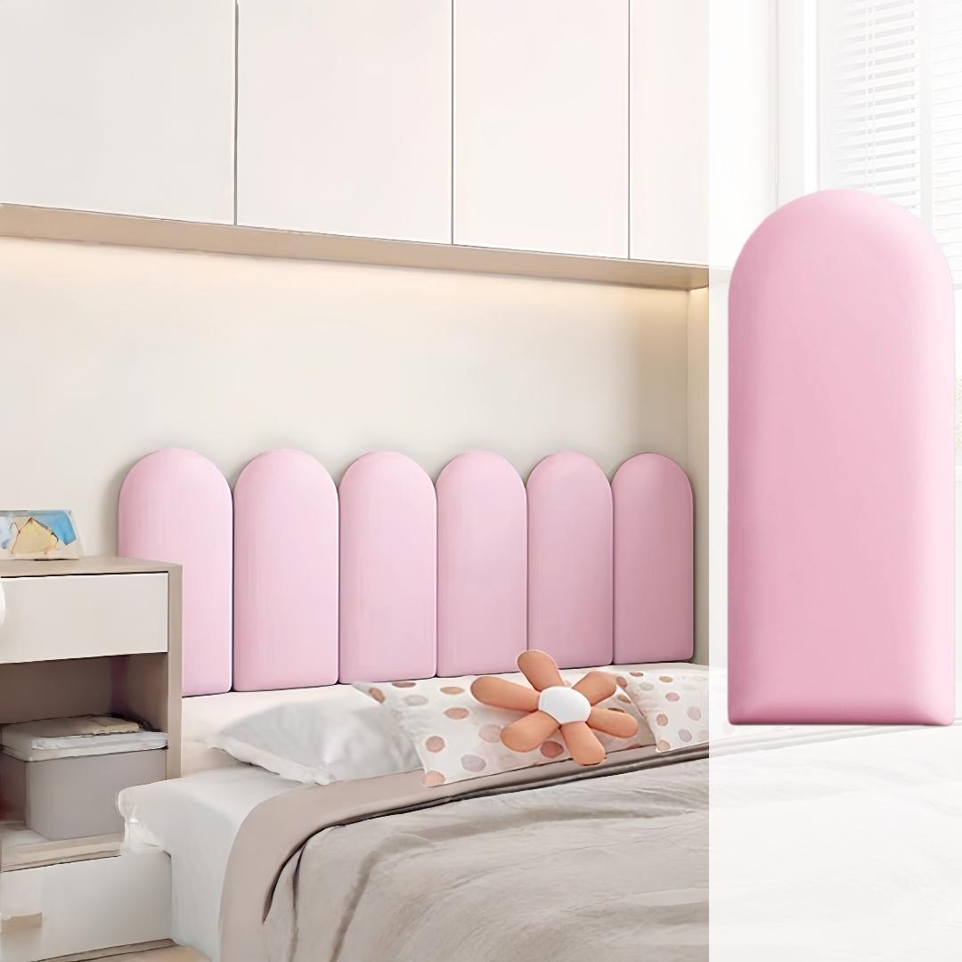 

1PC 20x40cm Arc Headboard Bedroom Furniture Lit Room Decor Bed Head Nursery Anti-collision Wall Panels рожевий