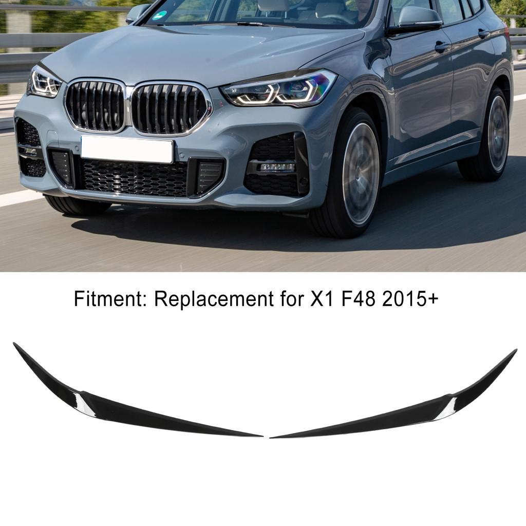 Pair Car Hdlight Eyebrows Front Left Right Trim Exterior Decoration Replacement for X1 F48 2015+(Carbon     )