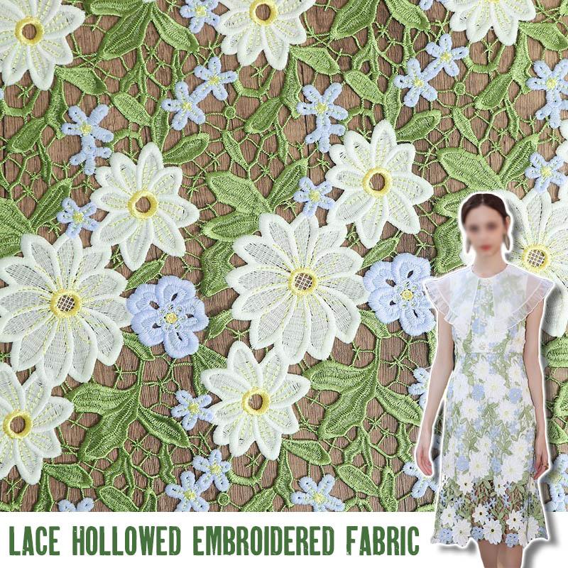 50*130 cm Chic Grün Bestickte Blumen Stoffe Für Diy Nähen Kleidung Hut Kleid Kleidungsstück Hintergrund Decor Art Designer Stoff