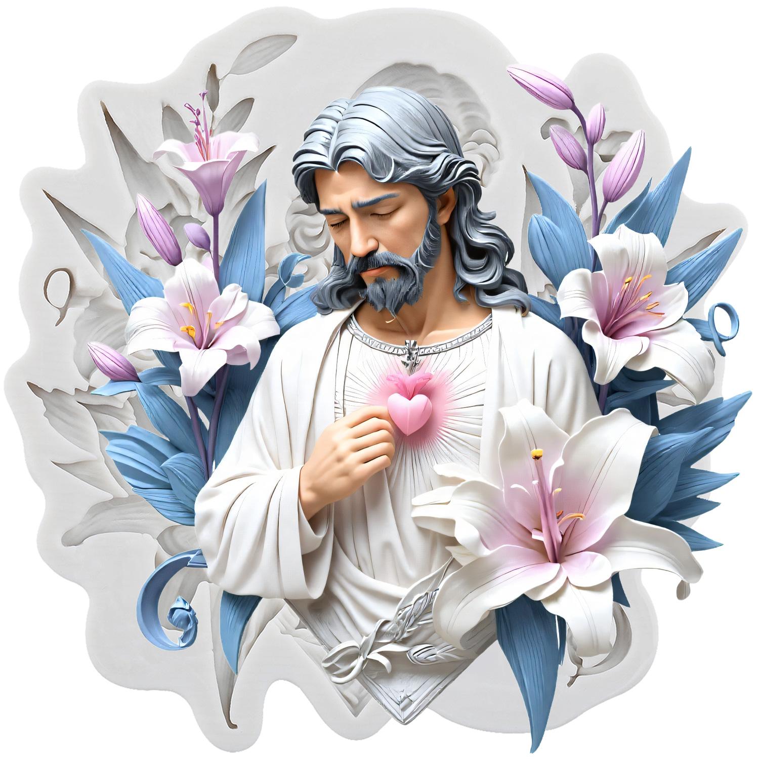 

Jesus Silicone Molds Jesus Fondant Mold Cake Decorating Tools Cupcake Topper Candy Chocolate Gumpaste Mold серый