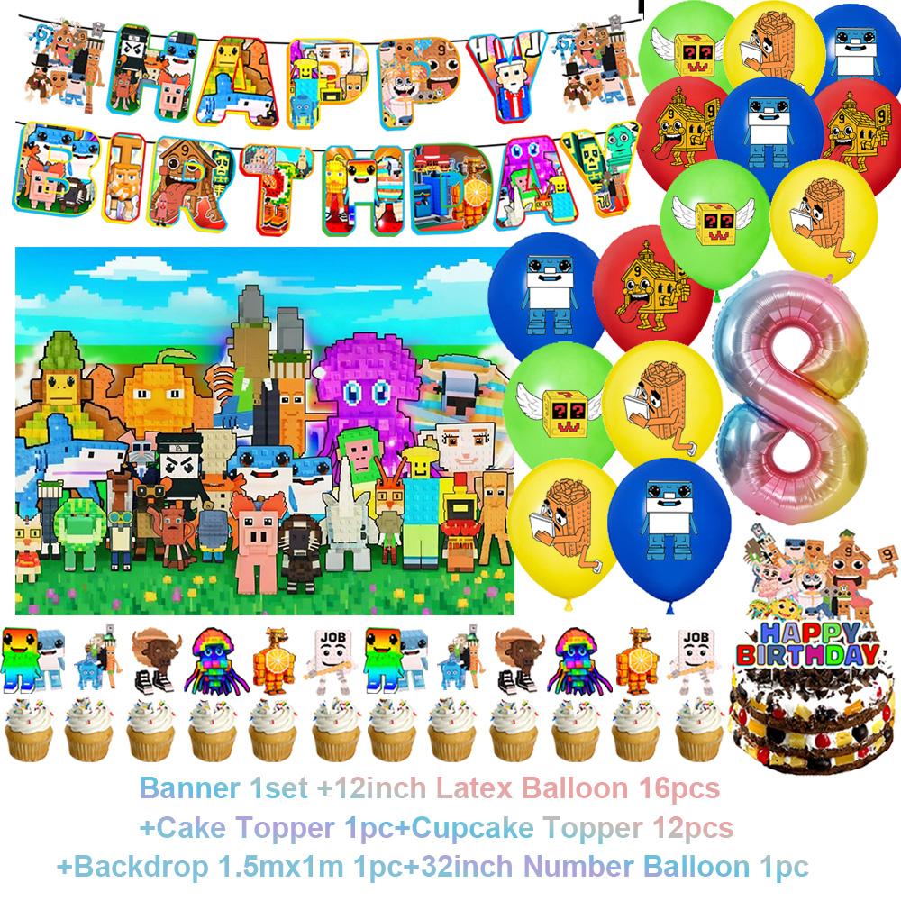 Steal N Catch The Brainrot Birthday Party Decorations Number Balloon Cake Topper Popular Game Background Party Supplies Kid Gift