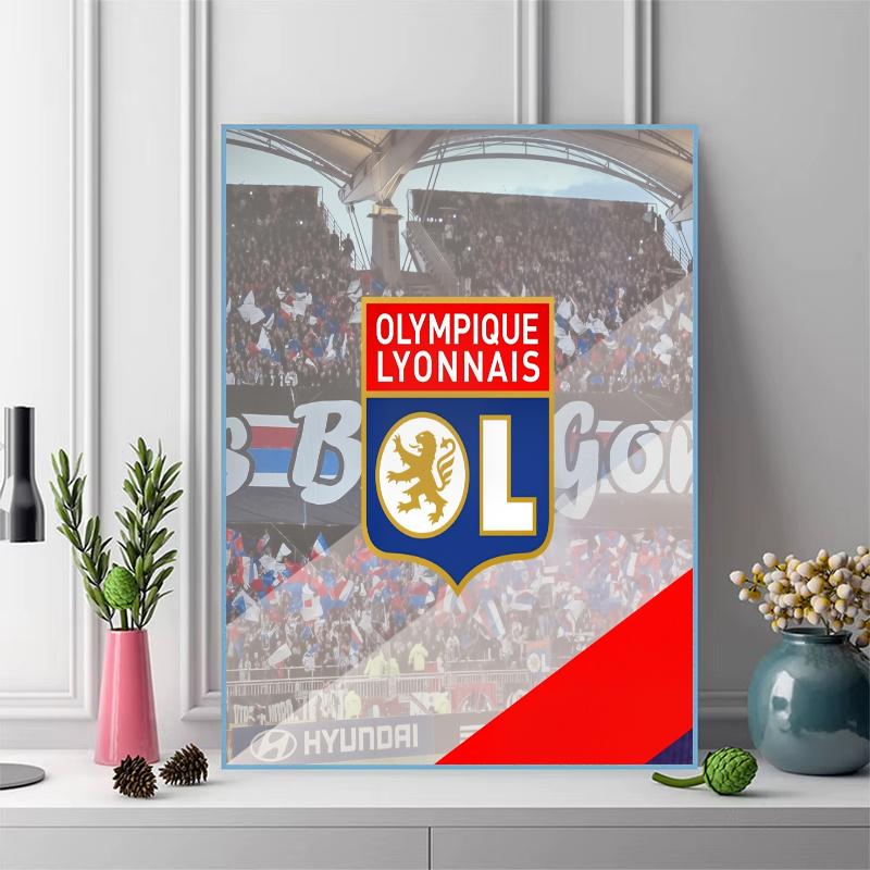 Olympique Lyonnais football team Pattern 3pcs 100% Round Full Drill 5D DIY Diamond Painting Embroidery Cross Stitch Rhinestone Décor