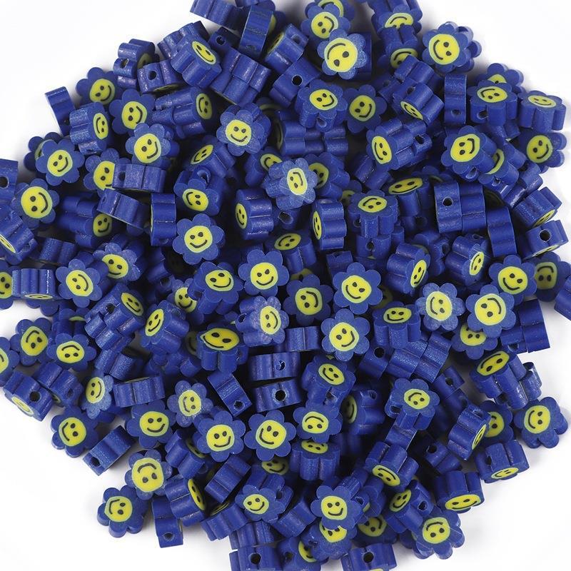 Colorful Sunflower Smiley Face Polymer Clay Beads for DIY Earring and Jewelry Making