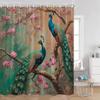 Peacock Shower Curtain Modern Oil Paniting Animals Flowers Plants Floral Bathroom Decor Elegant Fabric Bath Curtains with Hooks