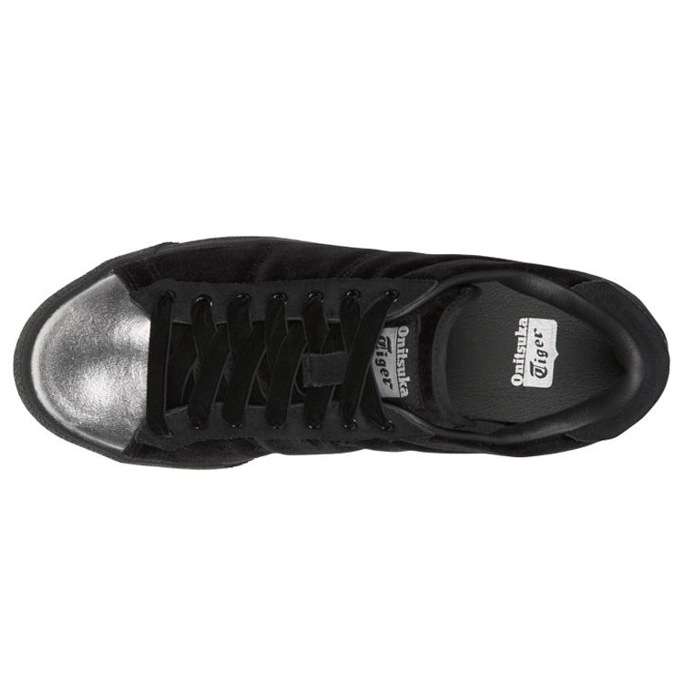 Onitsuka Tiger Lawnship Slip-Resistant Lightweight Low-Top Skate Shoes Women Sneakers Black Silver D7F3N-9090