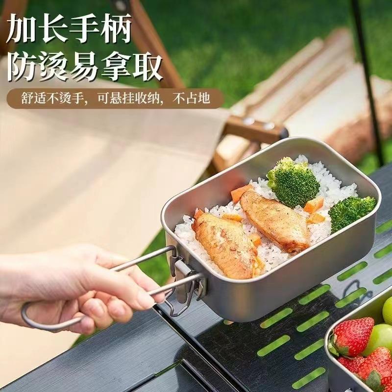 800ml Ultralight Titanium Lunch Box Removable Lid Cookware for Hiking Camping Outdoor Including Climbing for Picnics Tours