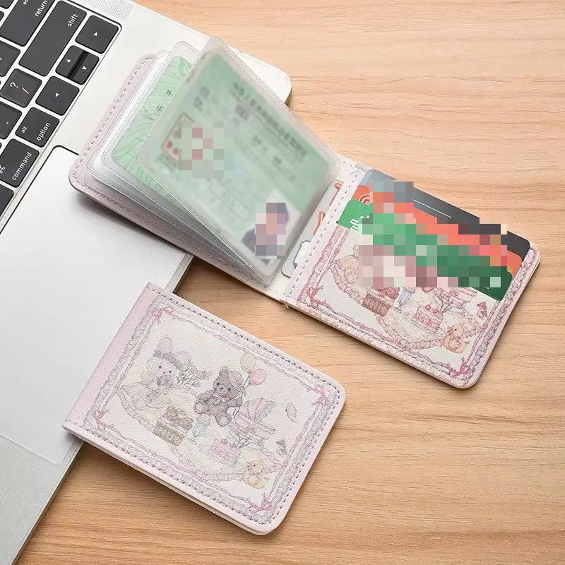 

1 шт. Милий рожевий казковий пікнік Кролик Ведмідь Сумка з поліуретанової картки Чудовий гаманець для дівчини Посвідчення водія Посвідчення автобуса Органайзер для зміни банківської картки