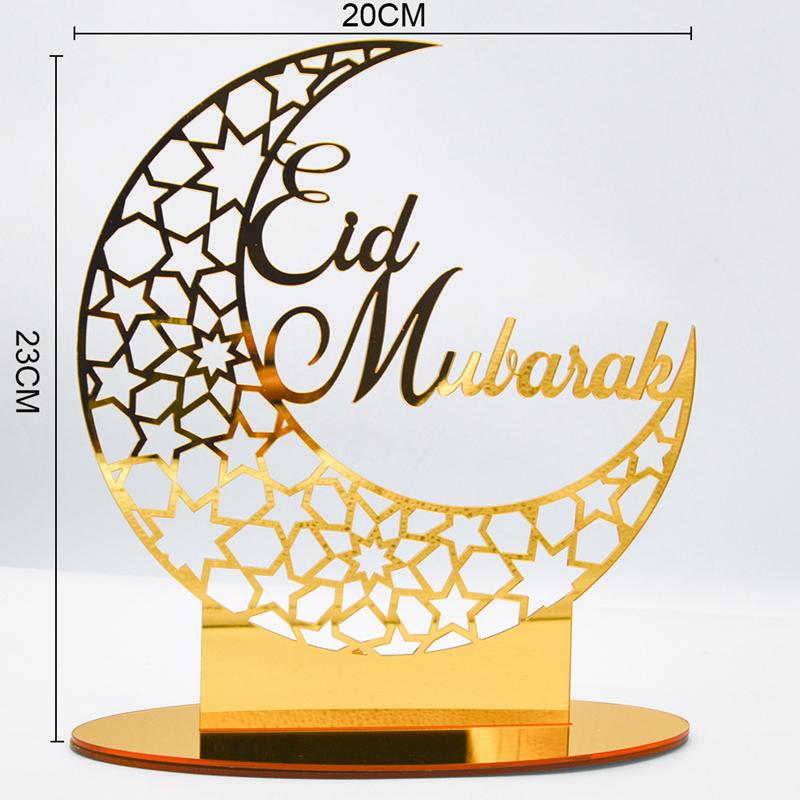 Ramadan Kareem Akrylová ozdoba Eid Mubarak Dekorace pro domov Islámské muslimské párty potřeby Zlatá měsíční dekorace Dárek k EID Al Adha