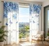 Digital Printed Curtains, Blue Butterfly Hydrangea Pattern, Stylish Window Treatment for Living Room Bedroom Decor