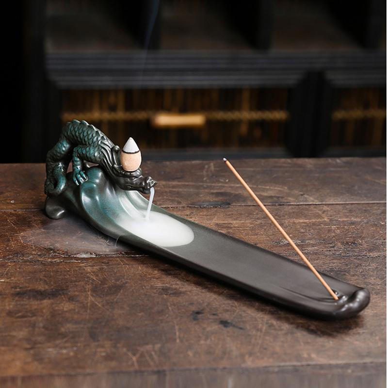 YXY Backflow Incense Burner Dragon Smoke Waterfall 2025 Chinese Ceramic Crafts Stick Incense Holder for Home Decor Ornaments
